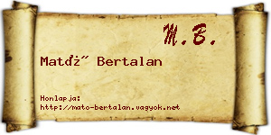 Mató Bertalan névjegykártya